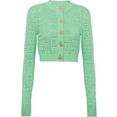 Balmain Cardigans Balmain Knitted Monogram Cardigan green