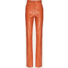 Ferragamo Brown Trousers & Shorts Ferragamo Orange Five-Pocket Leather Pants 006 TERRACOTTA IT