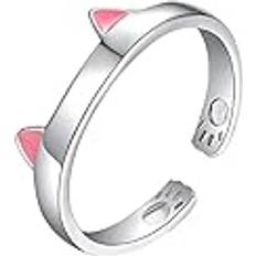 Smycken husdjur ring husdjur justerbar kattälskare S925 djur öppen silver en solros bred bandring, Rosa, En