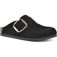 Black Clogs White Mountain Women's Big Easy Clog Shoes Black Leather