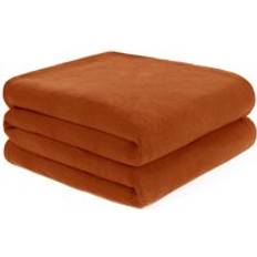 Orange Blankets Dreamscene Plain Fleece Throw Blankets Orange