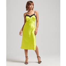 Amarillo Vestidos Superdry Womens Lace Satin Midi Dress Yellow