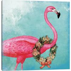 Bay Isle Home Christmas Flamingo Jace Grey Framed Art