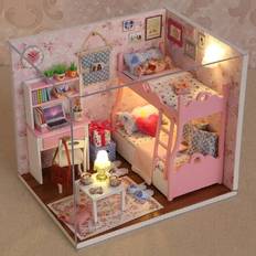 Baby House Mini Doll House DIY Small House Kit Production Room Princess Toys, Home Bedroom Decoration with Furniture W