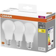 Osram 3 LED-Lampen Base CLASSIC A60 Multipack E27 8,5 W matt