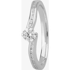 Jewellery 1888 Collection 18ct White Gold 0.30ct Diamond Shoulder-Set Solitaire Ring RI-137B.20CT PLUS 0.32ct Silver