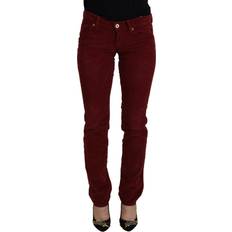 Dolce & Gabbana Red Pants & Shorts Dolce & Gabbana Maroon Corduroy Slim Fit Women Casual Women's Pants