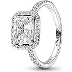 Femme Bagues Pandora Bague Timeless Halo Rectangulaire Scintillant Argent