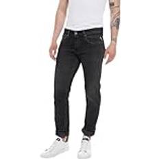 Replay Herr rak passform jeans Grover Hyper Cloud, 098 svart, 32L