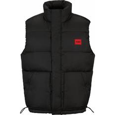 HUGO Water-repellent puffer gilet with red badge Black