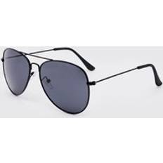 boohooMAN Metal Aviator Sunglasses - Black
