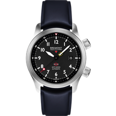 Watches Bremont Bremont MBII Custom Black with Jet Barrel & Closed Case Back Blue Temple Island Deployment Clasp
