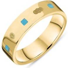 L Rings C. W. Sellors 9ct Gold Turquoise King's Coronation Hallmark Princess Cut 5mm Ring