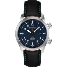 Watches Bremont Bremont MBII Custom Blue with Titanium Barrel & Closed Case Back Black with Green Stitch Leather Deployment Clasp