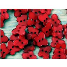 Red Buttons Trimits Pearlised Butterfly Buttons Red each