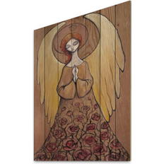 Design Art 'Religious Angel Traditional Wood Wall Panels Pine