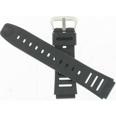 Casio Watch Straps Casio Watchband 20mm Black Rubber with Silver Tone Polished Buckle. Fits DW220 DW250G part#70600490