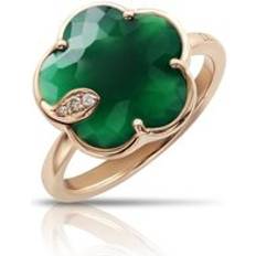 Beige Rings Pasquale Bruni Petit Joli 18ct Rose Gold White and Champagne Diamond Green Agate Ring