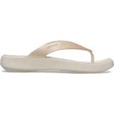 Beige Flip-Flops Crocs Getaway Glitter Flips - Stucco