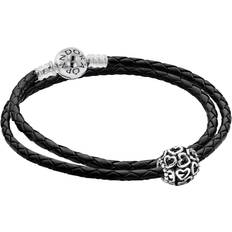 Armbänder Pandora 51521 Damen Leder-Armband Starterset mit Charm Offene Herzen