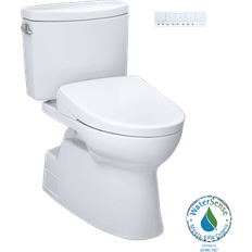 Toilets Toto WASHLET Vespin II Two-Piece Elongated 1.28 GPF Toilet with Flush WASHLET S7A Contemporary Bidet Seat White MW4744736CEFGA#01