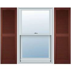 Windows Ekena Millwork 12 Lifetime Vinyl Custom Cathedral Top Center Open Louvered Pair Burgundy Window Shutter Height 44"