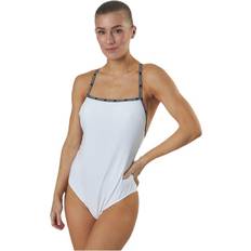 White Swimsuits Calvin Klein Core Logo Tape Square Neck Swimsuit - White