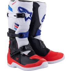 White Motorcycle Boots Alpinestars Tech Boots White/Bright Red/Dark Blue Motorcycle Boots