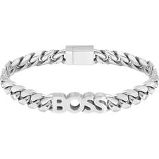 BOSS Kassy Logo Curb Chain Bracelet - Silver