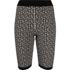 Balmain Pants & Shorts Balmain monogram-print knitted shorts women Wool/Viscose/Polyamide/Spandex/Elastane Neutrals