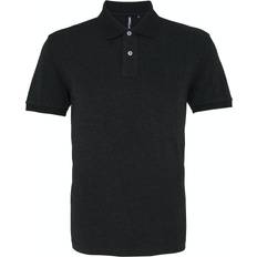 One Size Polo Shirts ASQUITH & FOX Mens Plain Short Sleeve Polo Shirt black XXXL, Black