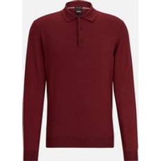 HUGO BOSS Red Tops HUGO BOSS Men's Black Bono-l Long Sleeved Polo Shirt Dark Red Multi/Black