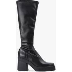 Miista Womens Norma Tall Stretch Leather Boots In Black Colour: Black