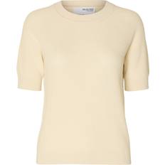 Viskose T-shirts Selected Femme SLFElinna New SS Knit Top NOOS T-shirt Birch