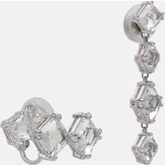 Swarovski Millenia ear cuff, Set 2 Asymmetrical design, White, Rhodium plated