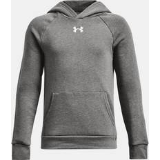 XS Tops Under Armour UA Rival Fleece Hoodie - Castlerock Light Heather/White (1379792-025)