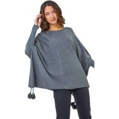 Capes & Ponchos Roman One Sparkle Tassel Poncho Charcoal One