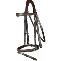 Working Flash Noseband Bridle With Snap Hooks - Brown