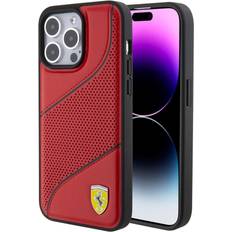 Ferrari Hard Case Perforated Waves Metal Logo for iphone 15 Pro Max 6.7" Red FEHCP15XPWAR