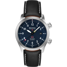 Watches Bremont Bremont MBII Custom Blue with Titanium Barrel & Closed Case Back Grey with White Stitch Leather Deployment Clasp