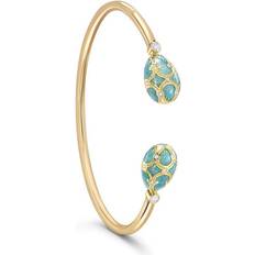 Diamond Bracelets Faberge Palais Tsarskoye Selo 18ct Yellow Gold Turquoise Open Set Bangle Gold