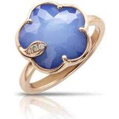 Beige Rings Pasquale Bruni Petit Joli 18ct Rose Gold White and Champagne Diamond Agate Lapis Lazuli Doublet Ring