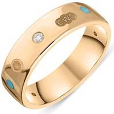 9k Rings C. W. Sellors 9ct Rose Gold 0.09ct Diamond Turquoise King's Coronation Hallmark 6mm Ring