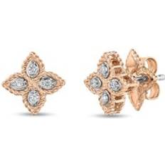 Roberto Coin Princess Flower 18ct Rose Gold Diamond Stud Earrings Rose Gold