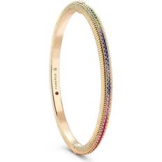 M Bracelets Faberge Colours of Love 18ct Rose Gold Rainbow Gemstone Hinged Fluted Bracelet