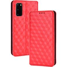 Samsung Galaxy S20 FE Wallet Cases GANGXUN Red Case for Samsung Galaxy S20 FE 5G/4G Card Holder Flap Functional PU Leather Flip Wallet Cover Compatible with Samsung Galaxy S20 FE 5G/4G Case