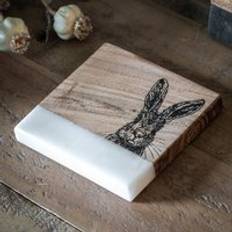 White Coasters Gallery Direct Set of 4 Marble Hare Coaster 4pcs