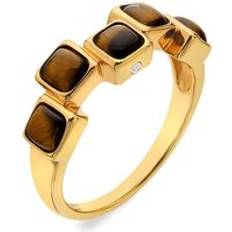 Brown Rings Hot Diamonds Stepped Ring - Gold/Brown