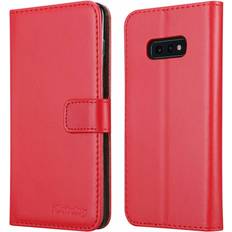 iCatchy Red For Samsung Galaxy S10e Wallet Book Leather Case