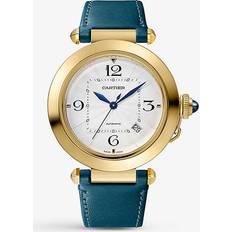 Cartier Wrist Watches Cartier Yellow Gold CRWGPA0015 Pasha de 18ct Yellow-gold, Sapphire and Leather Interchangeable Automatic